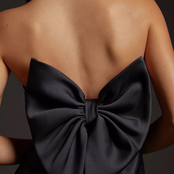 Hutch NWT Anthropologie Slim Bow-Back Mini Black Strapless Slit Dress Sz 4 *READ - Picture 2 of 13